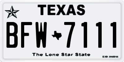 TX license plate BFW7111