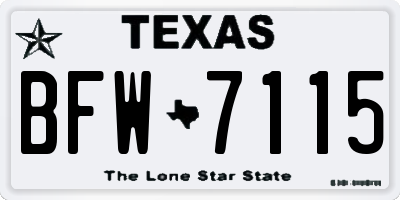 TX license plate BFW7115