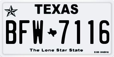 TX license plate BFW7116
