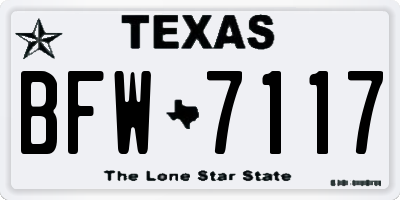 TX license plate BFW7117