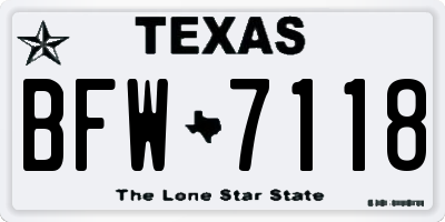 TX license plate BFW7118
