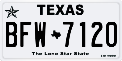 TX license plate BFW7120