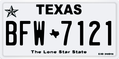 TX license plate BFW7121