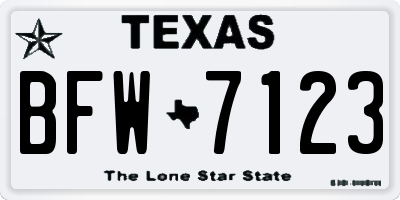 TX license plate BFW7123