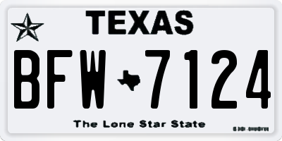 TX license plate BFW7124