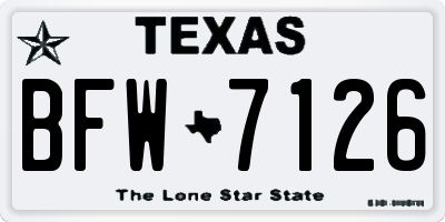 TX license plate BFW7126