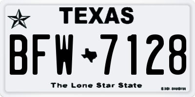 TX license plate BFW7128