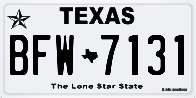 TX license plate BFW7131