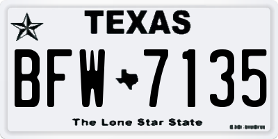 TX license plate BFW7135