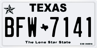 TX license plate BFW7141