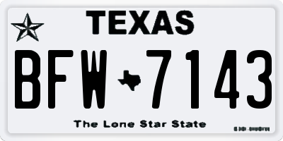 TX license plate BFW7143