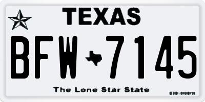 TX license plate BFW7145