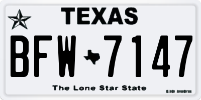 TX license plate BFW7147