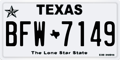 TX license plate BFW7149