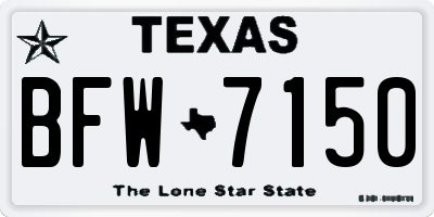 TX license plate BFW7150