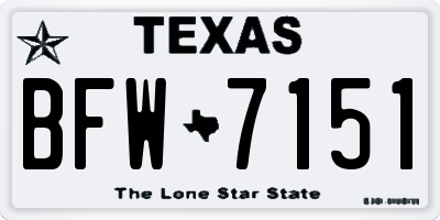 TX license plate BFW7151