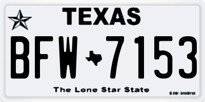 TX license plate BFW7153
