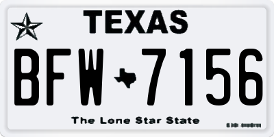 TX license plate BFW7156
