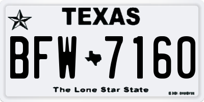 TX license plate BFW7160