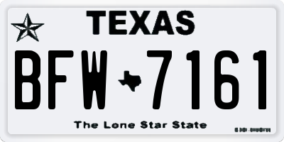 TX license plate BFW7161