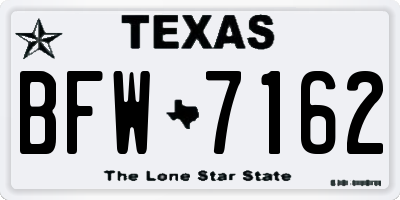 TX license plate BFW7162