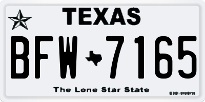 TX license plate BFW7165