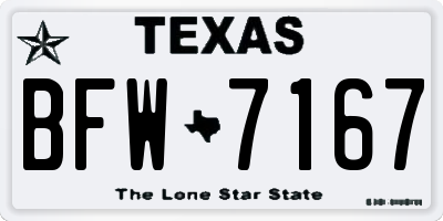 TX license plate BFW7167