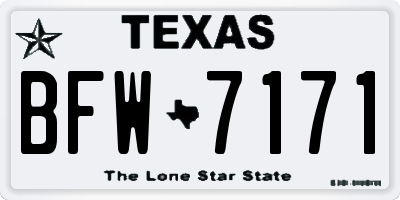 TX license plate BFW7171