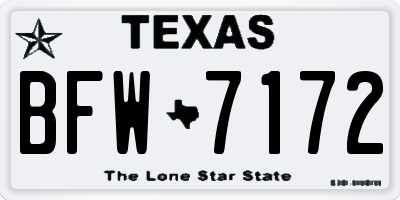TX license plate BFW7172