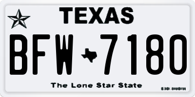 TX license plate BFW7180