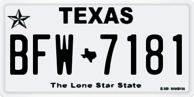 TX license plate BFW7181