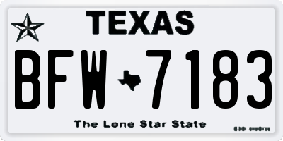 TX license plate BFW7183
