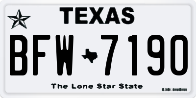 TX license plate BFW7190