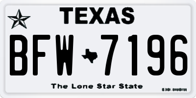 TX license plate BFW7196