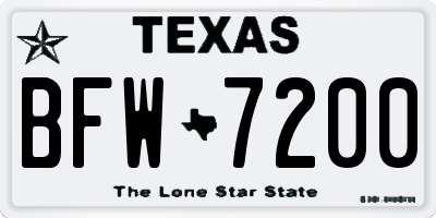 TX license plate BFW7200
