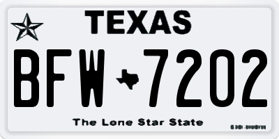 TX license plate BFW7202