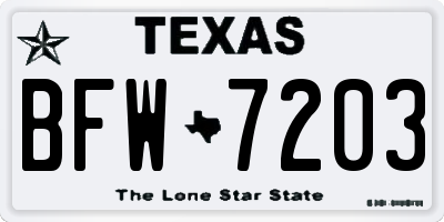 TX license plate BFW7203