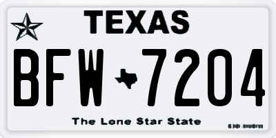 TX license plate BFW7204