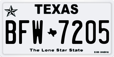 TX license plate BFW7205