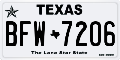 TX license plate BFW7206