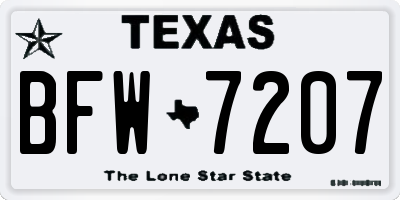 TX license plate BFW7207