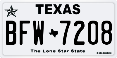 TX license plate BFW7208