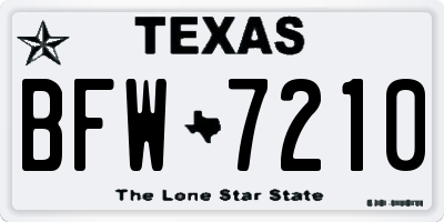 TX license plate BFW7210