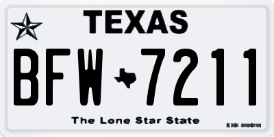 TX license plate BFW7211
