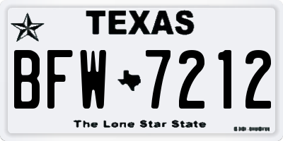 TX license plate BFW7212