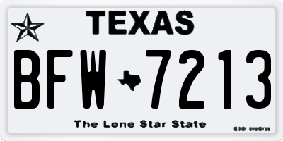 TX license plate BFW7213