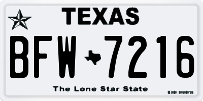 TX license plate BFW7216