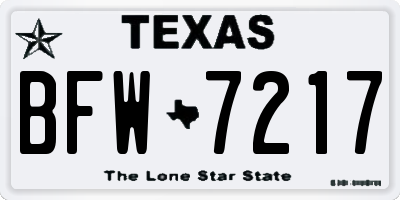 TX license plate BFW7217