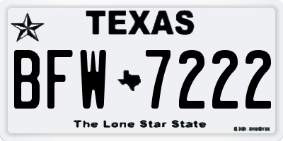 TX license plate BFW7222