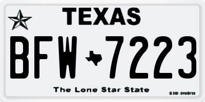 TX license plate BFW7223